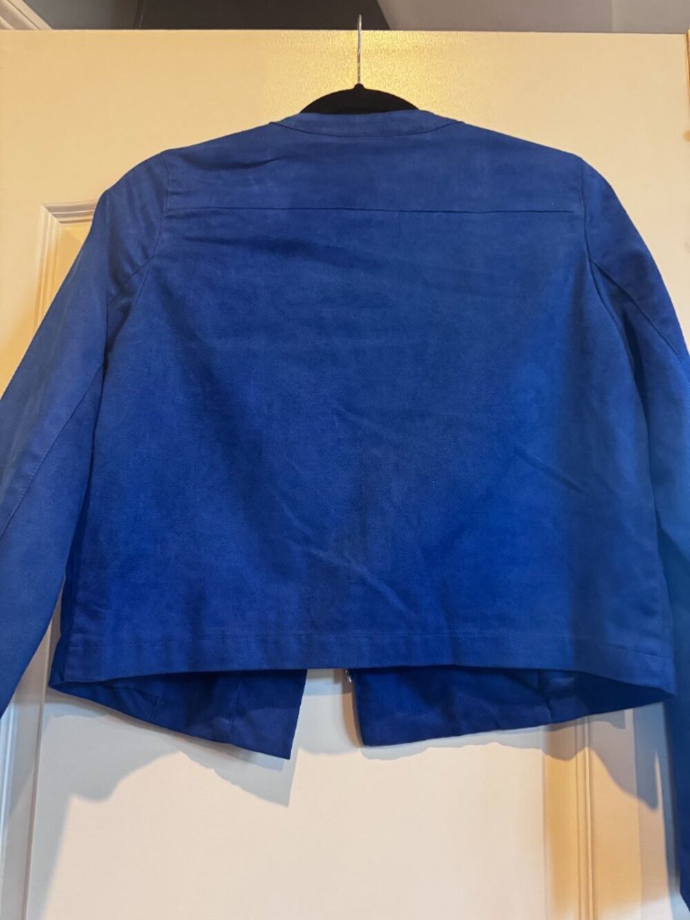 Who What Wear Blue Faux Suede Moto Jacket Size Small Zip Pockets - Picture 4 of 11